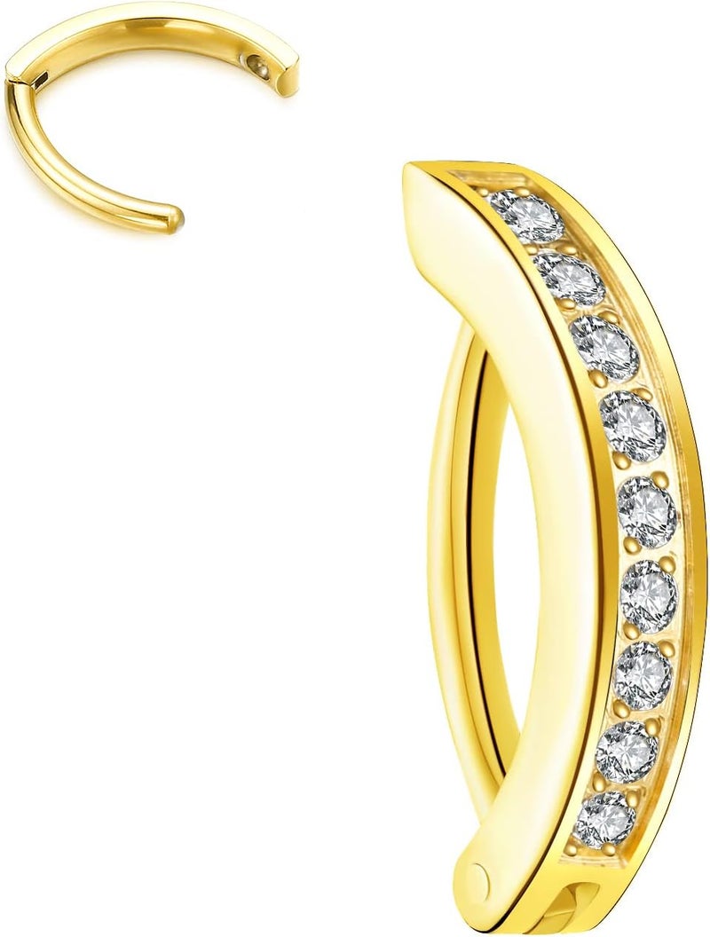 VOJO 14G G23 Titanium Clicker Belly Button Ring,10/12mm Reverse Curved Hoop Navel Barbell Piercing Jewelry - Image 1